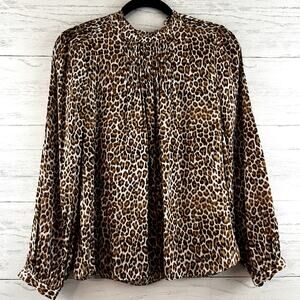 J. Crew Leopard Print High Neck Blouse Size S